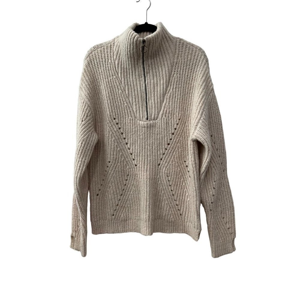 NWOT LINE Size M Label Georgia Half Zip Sweater Beige MSRP $345